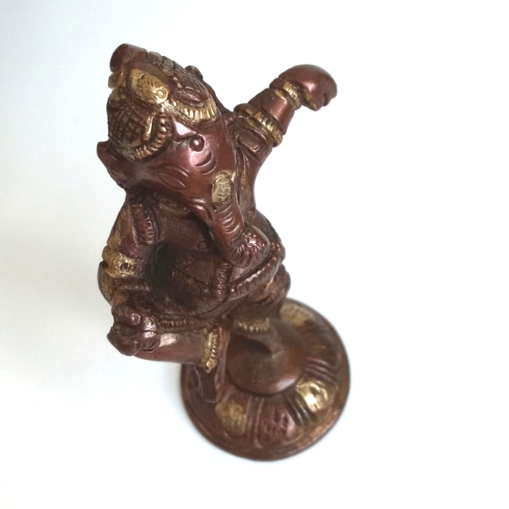 Antique Solid Brass Bronzed Figurine Ganesh Art Sculpture Home Decor 3 1/2” - Picture 9 of 15
